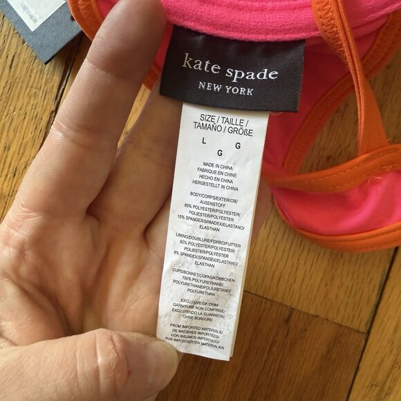 Kate Spade Size Large Bikini Top Swimsuit Orange Pink Underwire Adjustable Strap - Picture 5 of 6